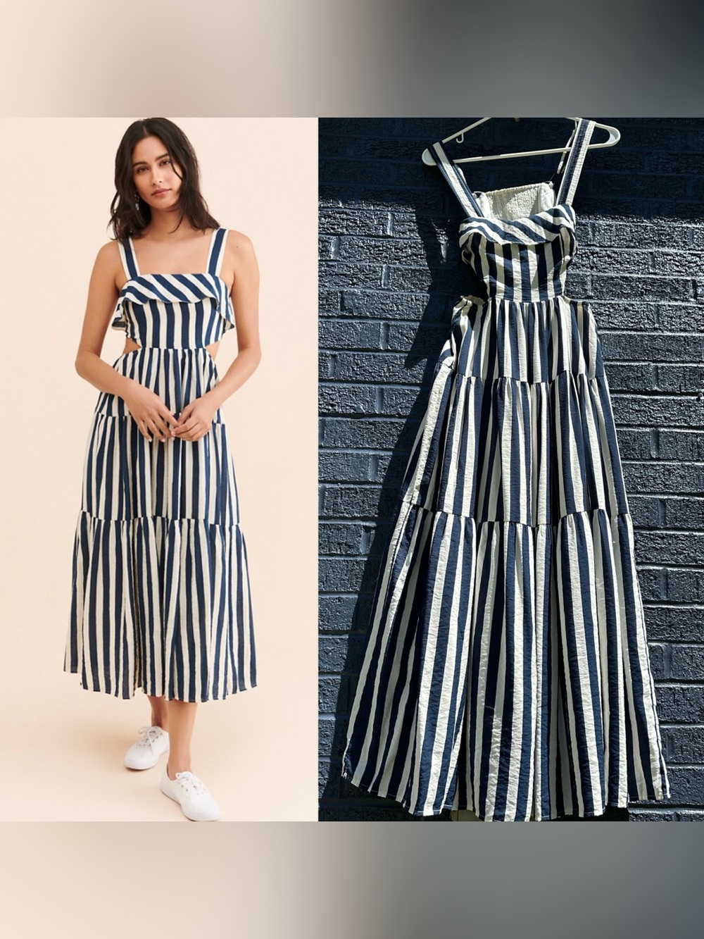 ANTHROPOLOGY Moon River Stripe Bow Back Midi Dress